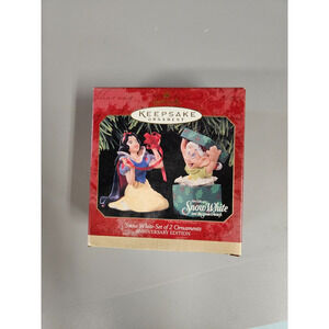 Hallmark Ornament Disney Snow White Set of 2 Snow White & Dopey Christmas 1997